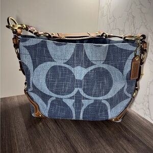 COACH Carly Denim Jacquard Hobo Bag